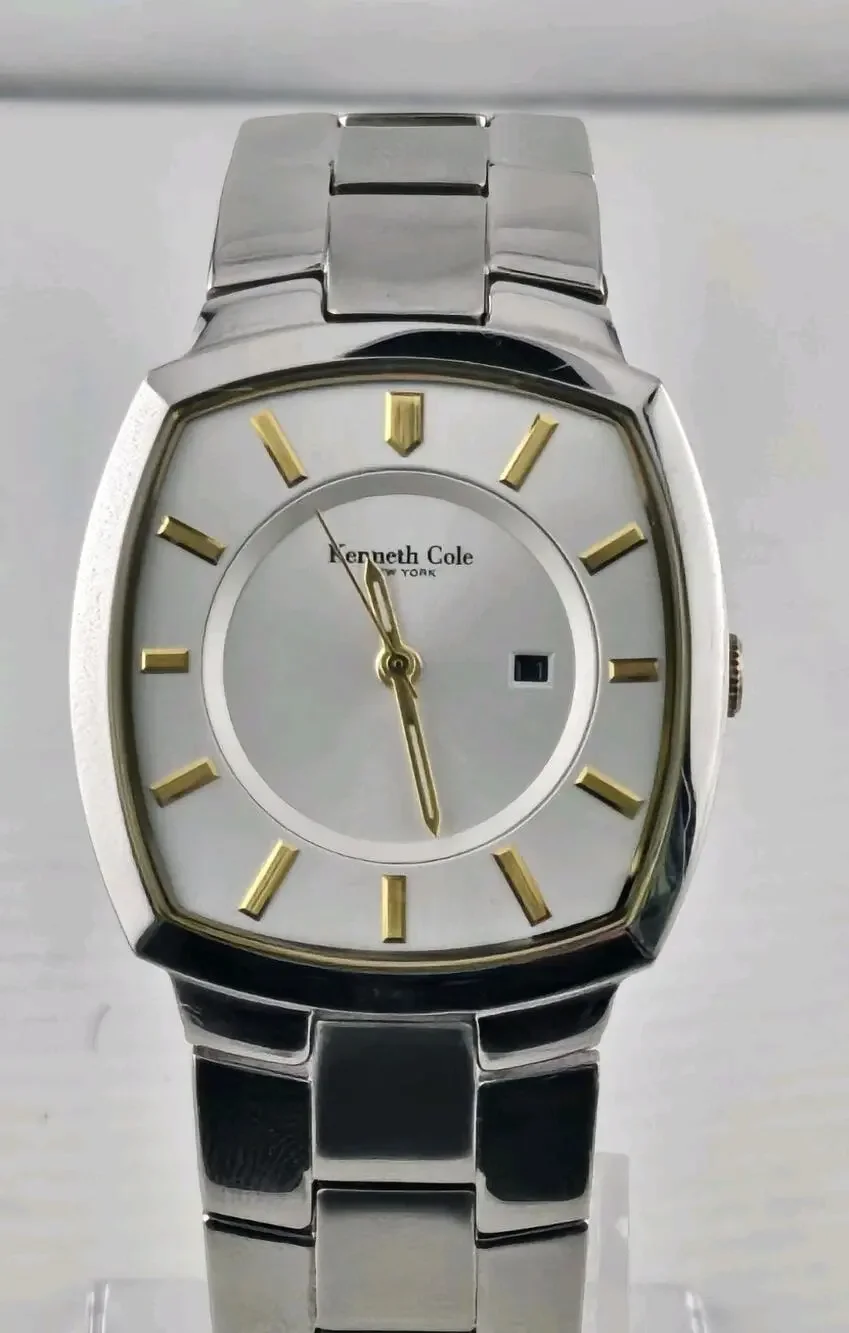 NWOT Mens Kenneth Cole New York KC 3437 Thin Quartz Watch New Battery Runs